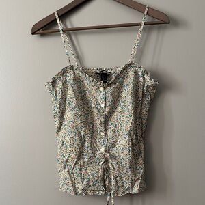 H&M Multicolor Floral Ruffle Spaghetti Strap Tank Top NWOT